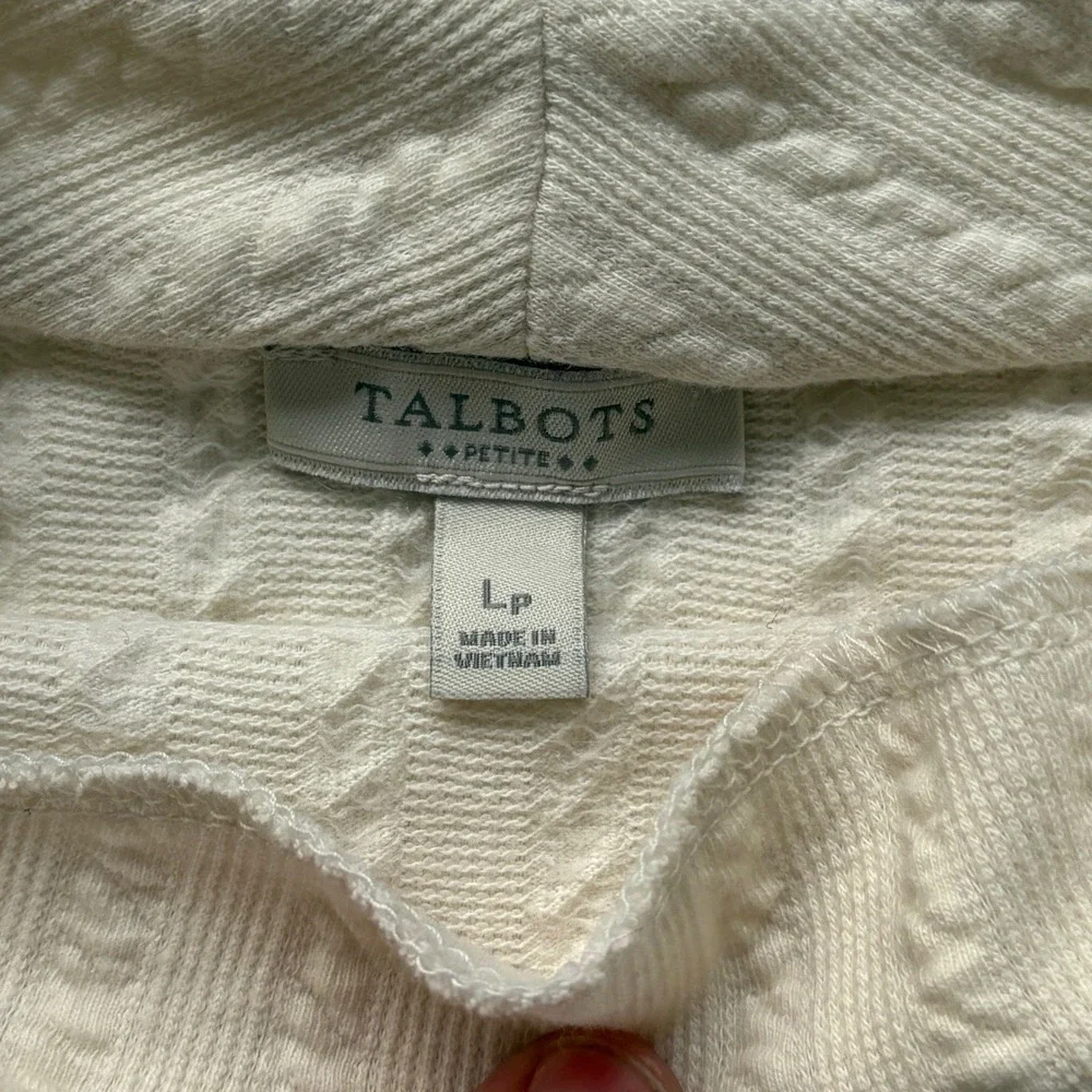 Talbots Petite Mock Neck Textured Knit Top Cream 3/4 Sleeve LP - Picture 3 of 8